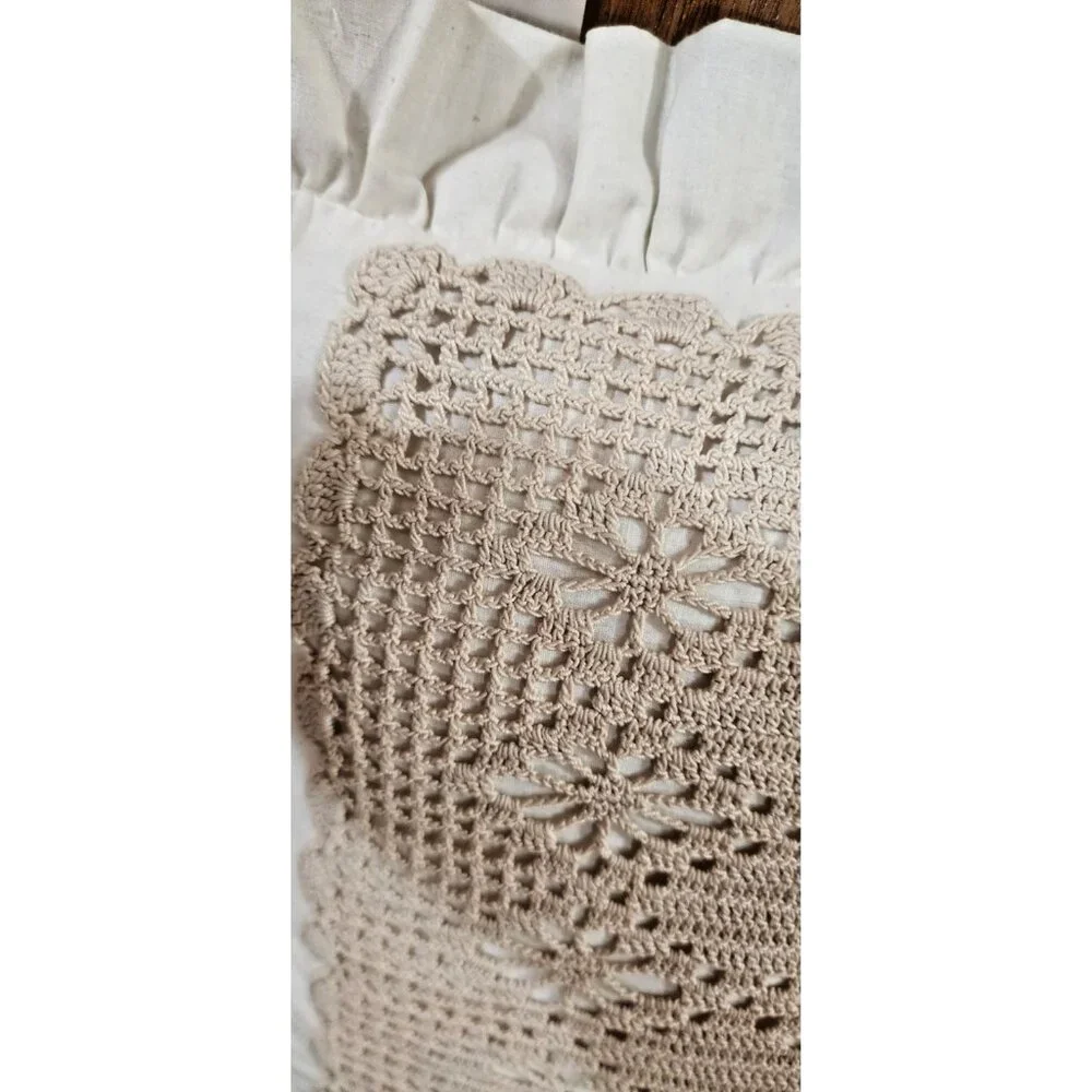 Vintage‎ handmade crochet dollie pillow, boho grannycore,cottagecore decorative